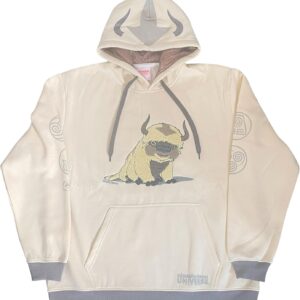 Avatar: The Last Airbender Appa Chenille Hoodie – “Yip Yip!” Back, Four Nations Sleeve Icons, Unisex Sweatshirt (Size Small) Tan