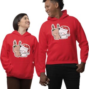Bubu Dudu Christmas Pullover | Cute Panda Sweatshirt | Cozy Kawaii Anime Hoodie for Winter | Unisex Festive Couple Gift