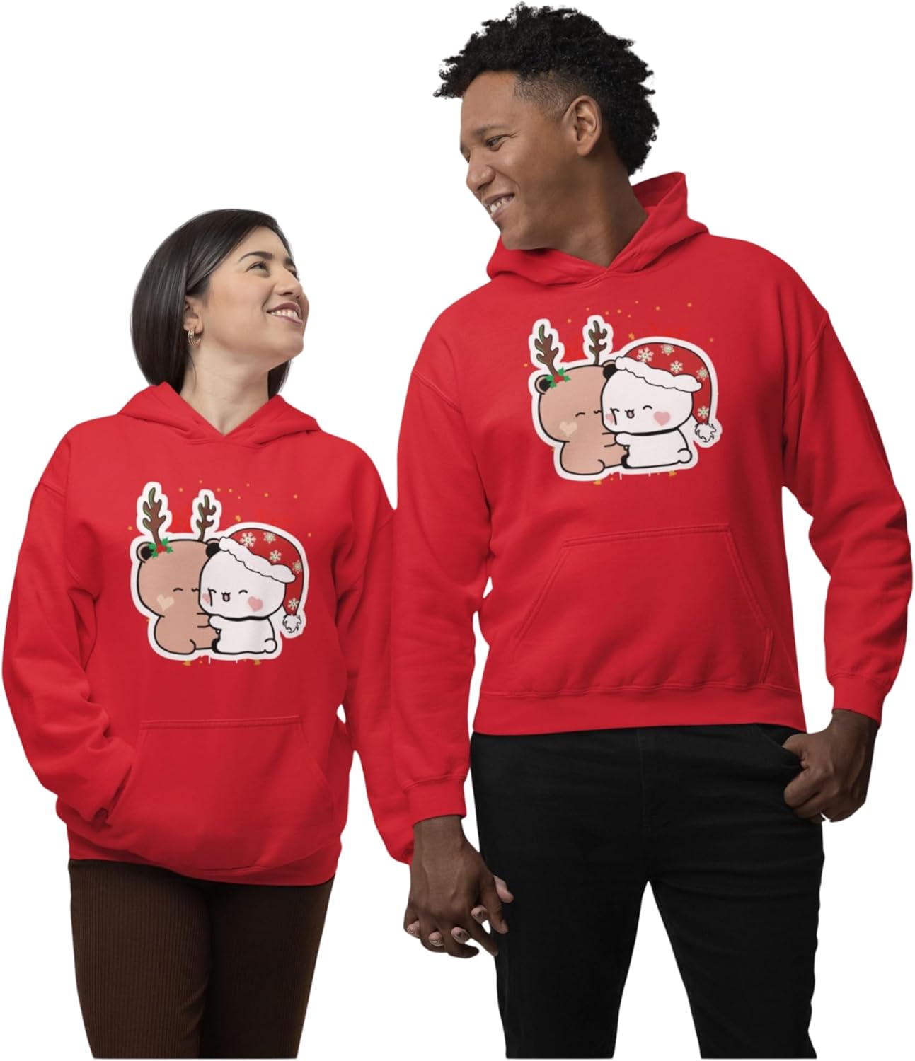 Bubu Dudu Christmas Pullover | Cute Panda Sweatshirt | Cozy Kawaii Anime Hoodie for Winter | Unisex Festive Couple Gift