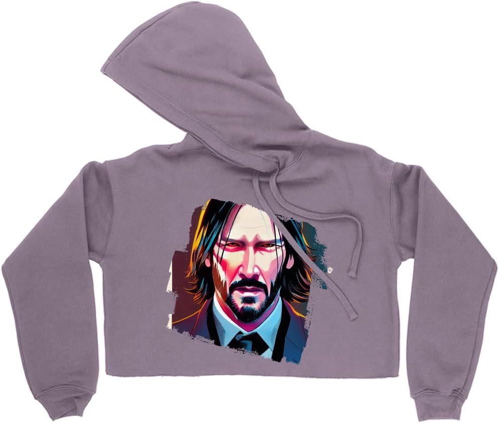 Cartoon Character Women's Cropped Fleece Hoodie - Comic Book Cropped Hoodie for Women - Comic Art Hooded Sweatshirt - Image 4