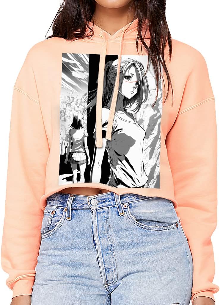 Cartoon Girl Women's Cropped Hoodie - Cute Cropped Hoodie - Character Hooded Sweatshirt - Image 8