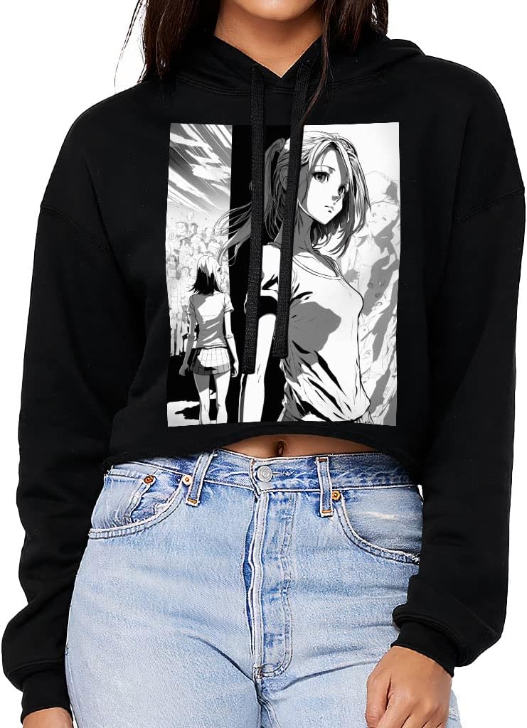 Cartoon Girl Women's Cropped Hoodie - Cute Cropped Hoodie - Character Hooded Sweatshirt - Image 7
