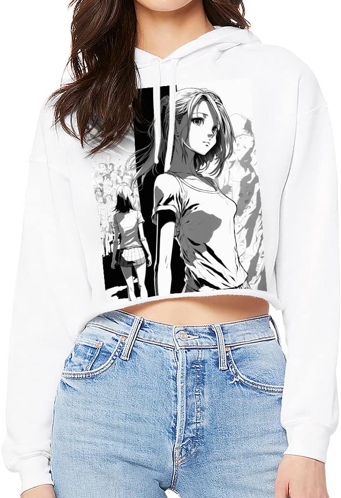 Cartoon Girl Women's Cropped Hoodie - Cute Cropped Hoodie - Character Hooded Sweatshirt - Image 9