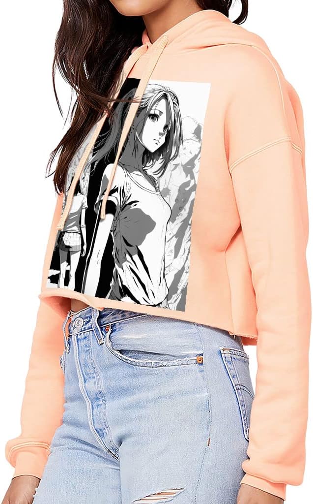 Cartoon Girl Women's Cropped Hoodie - Cute Cropped Hoodie - Character Hooded Sweatshirt - Image 2