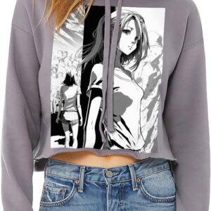 Cartoon Girl Women's Cropped Hoodie - Cute Cropped Hoodie - Character Hooded Sweatshirt