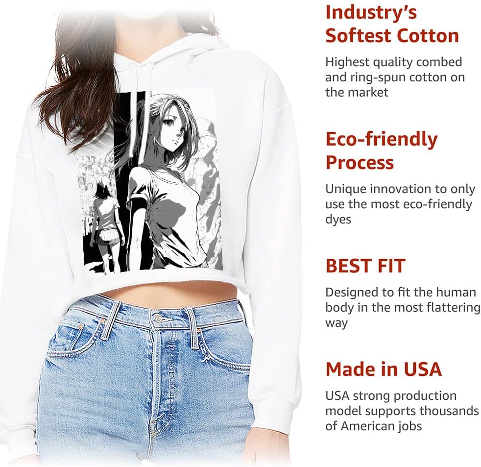 Cartoon Girl Women's Cropped Hoodie - Cute Cropped Hoodie - Character Hooded Sweatshirt - Image 5