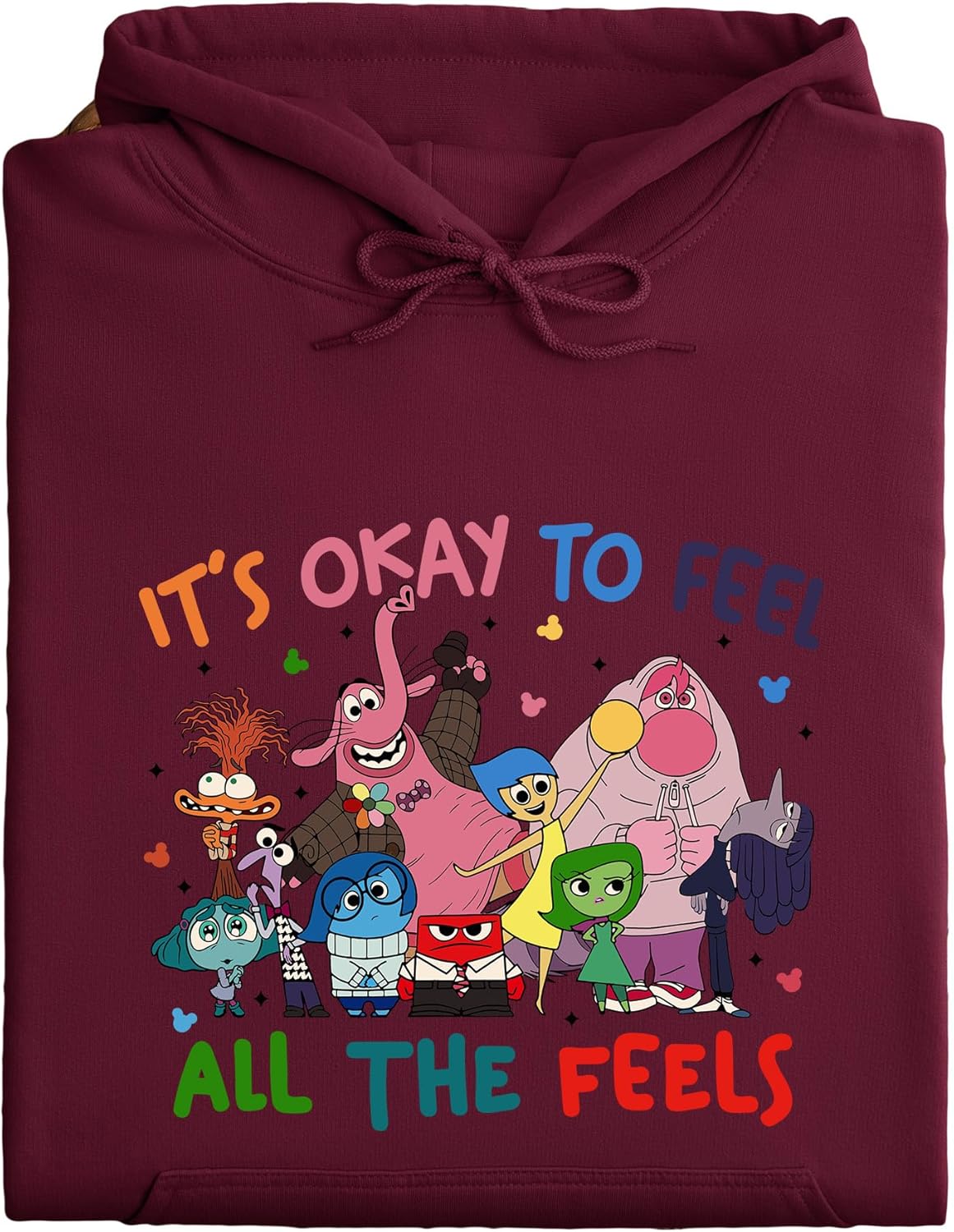 CLUTCHINK It\u2019s Okay to Feel All the Feels Hoodie \u2013 Printed Unisex Pullover Sweatshirt | Fun Cartoon Emotion Design - Image 2