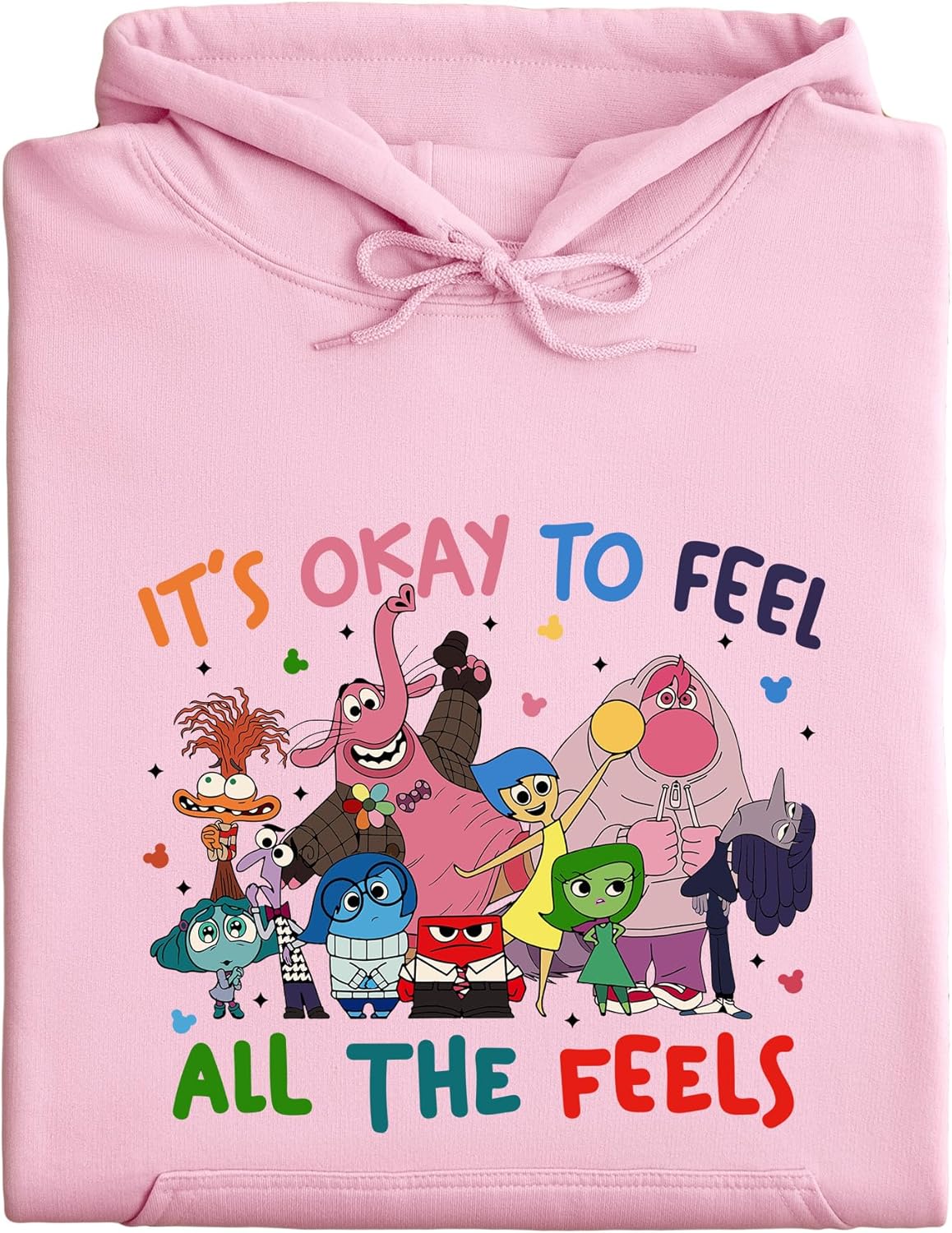 CLUTCHINK It\u2019s Okay to Feel All the Feels Hoodie \u2013 Printed Unisex Pullover Sweatshirt | Fun Cartoon Emotion Design - Image 8