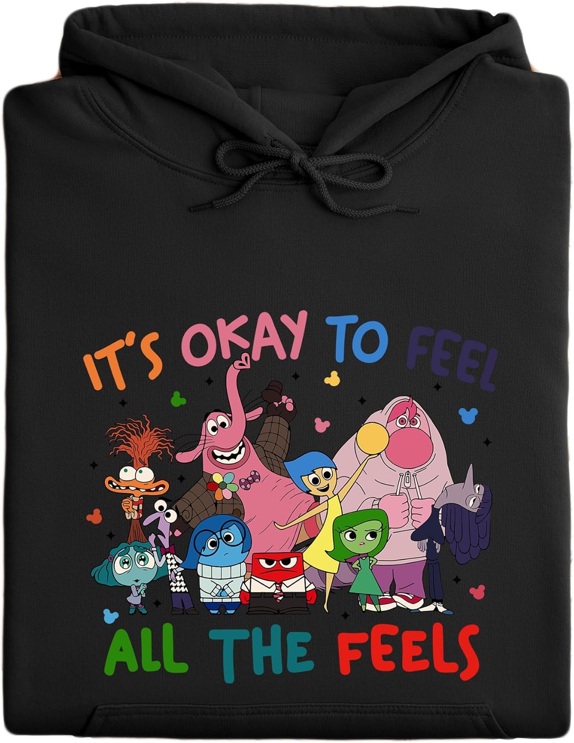 CLUTCHINK It\u2019s Okay to Feel All the Feels Hoodie \u2013 Printed Unisex Pullover Sweatshirt | Fun Cartoon Emotion Design - Image 3