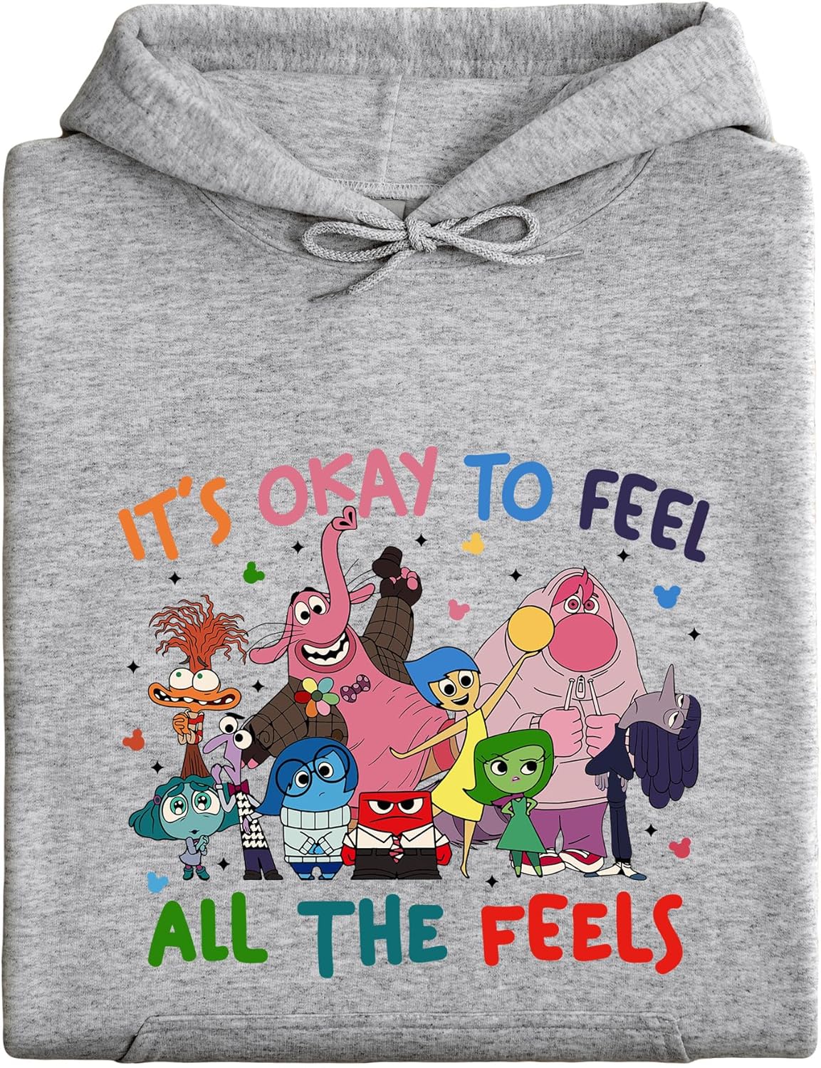 CLUTCHINK It\u2019s Okay to Feel All the Feels Hoodie \u2013 Printed Unisex Pullover Sweatshirt | Fun Cartoon Emotion Design - Image 4