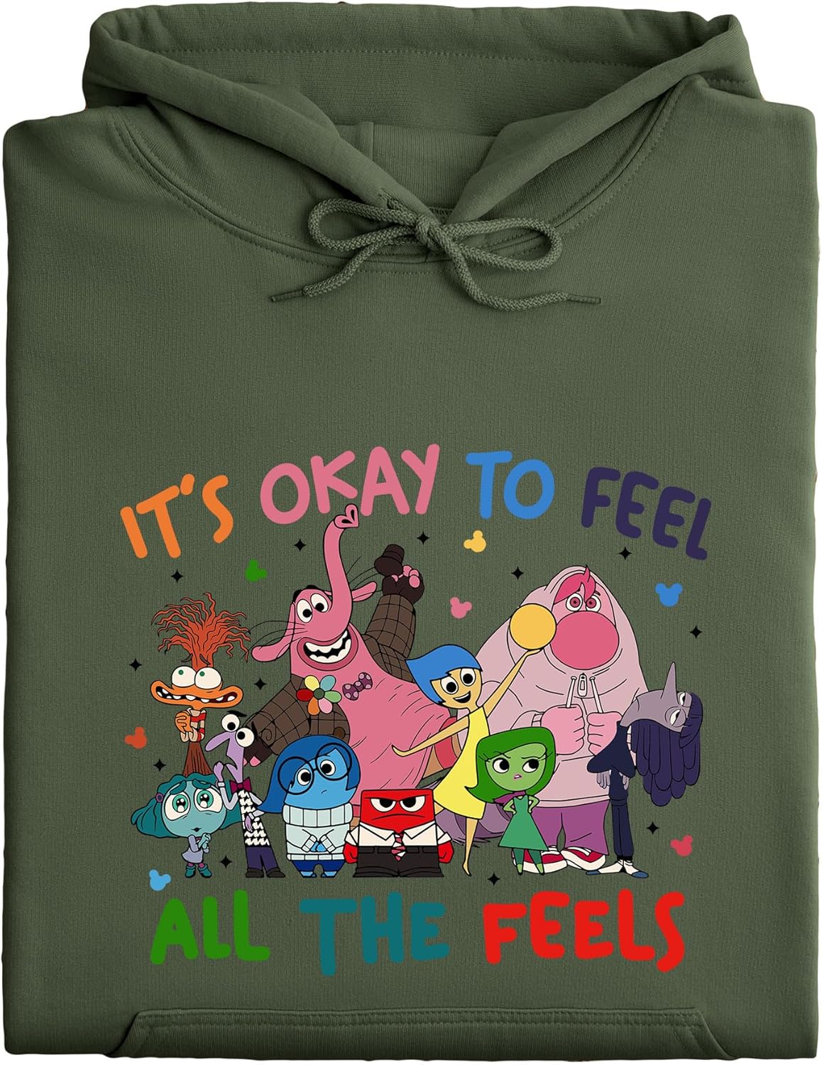 CLUTCHINK It\u2019s Okay to Feel All the Feels Hoodie \u2013 Printed Unisex Pullover Sweatshirt | Fun Cartoon Emotion Design - Image 5