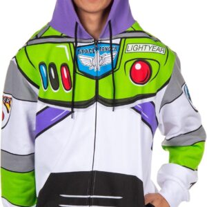 Disney Pixar Toy Story Men's I Am Buzz Lightyear Astronaut Costume Adult Sweatshirt Zip Hoodie