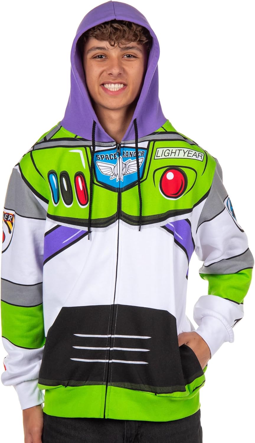 Disney Pixar Toy Story Men's I Am Buzz Lightyear Astronaut Costume Adult Sweatshirt Zip Hoodie