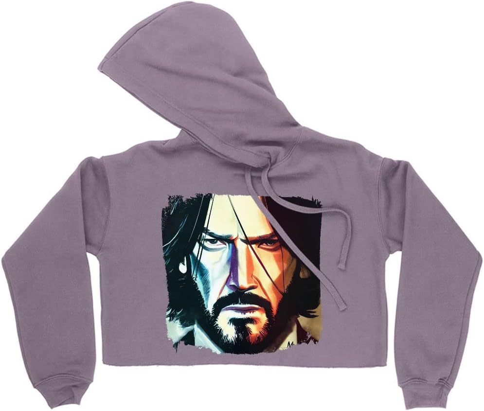 Famous Character Women's Cropped Fleece Hoodie - Cool Guy Cropped Hoodie for Women - Graphic Hooded Sweatshirt - Image 3