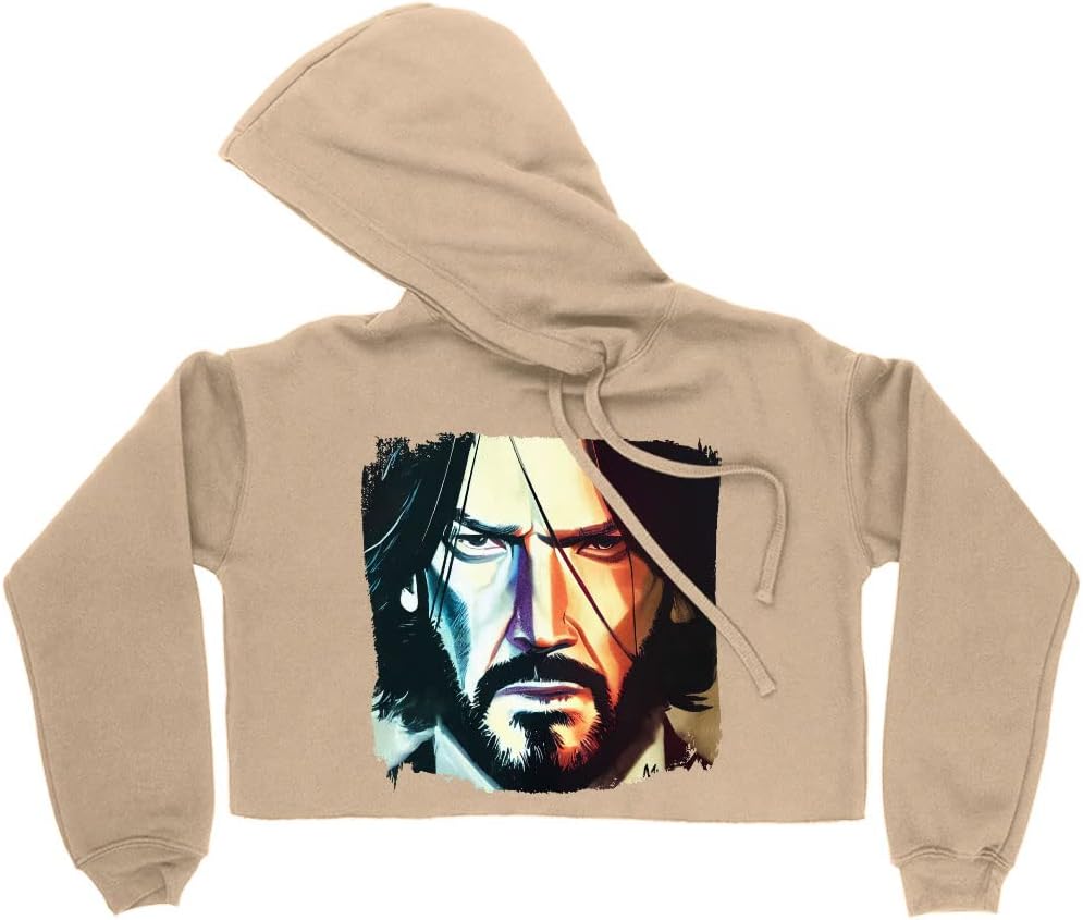 Famous Character Women's Cropped Fleece Hoodie - Cool Guy Cropped Hoodie for Women - Graphic Hooded Sweatshirt - Image 4