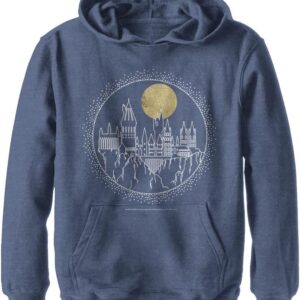 Harry Potter Kids Deathly Hallows Hogwarts Line Art Youth Pullover Hoodie