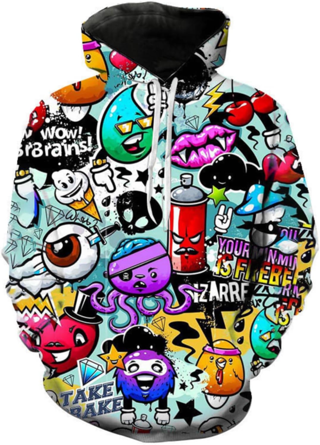 Hwycomfort Men's 3d Printed Novelty Hoodie Hip Hop Hoodies Street Graffiti Sweatshirt Casual Pockets Pullover - Image 7