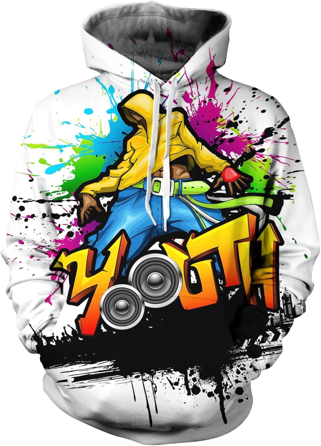 Hwycomfort Men's 3d Printed Novelty Hoodie Hip Hop Hoodies Street Graffiti Sweatshirt Casual Pockets Pullover - Image 2