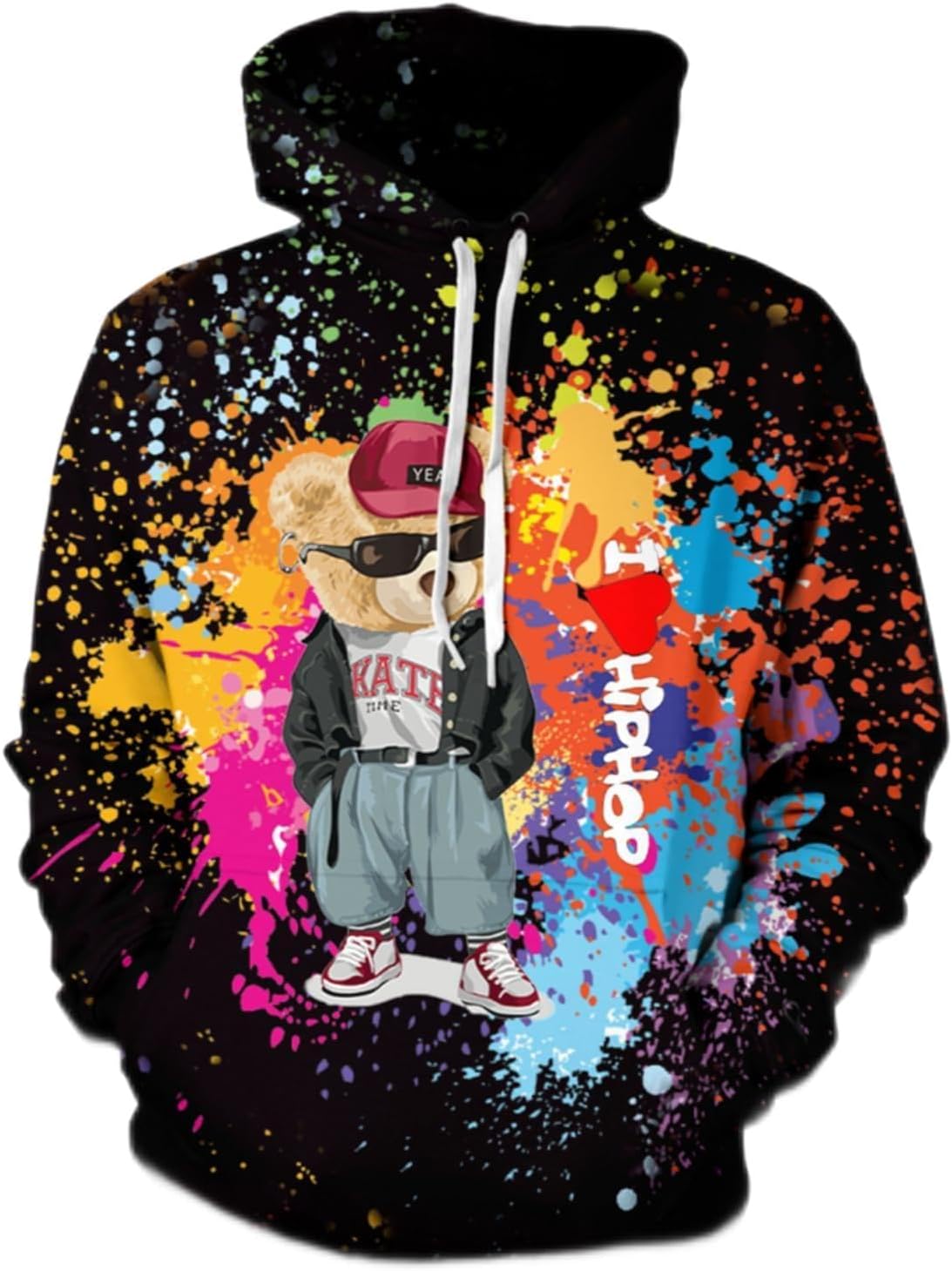 Hwycomfort Men's 3d Printed Novelty Hoodie Hip Hop Hoodies Street Graffiti Sweatshirt Casual Pockets Pullover - Image 4