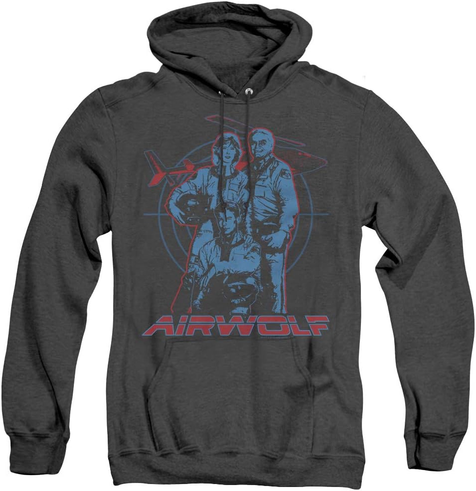 Manu BAy Surf Company Airwolf Characters Black Heather Hoodie