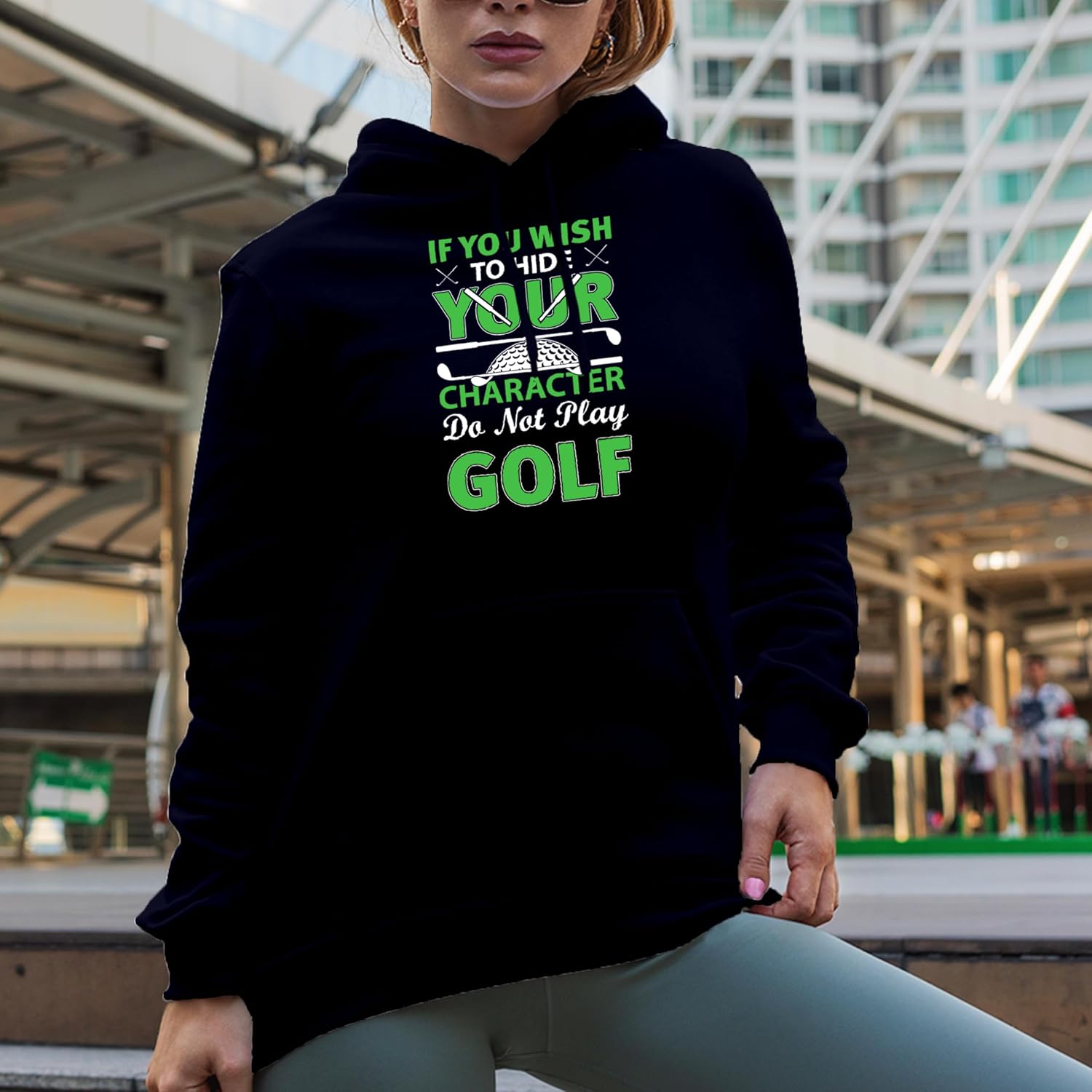 Novelty Hoodie, To Hide Your Character Do Not Play Golf Quote with Ball & Clubs, Golfer Merch Gift - Image 2