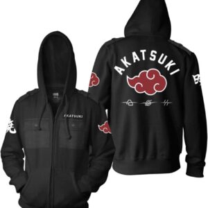 Ripple Junction Naruto Shippuden Men's Authentic Full Zip Hooded Sweatshirt w\/Chest Pockets Epaulettes Officially Licensed