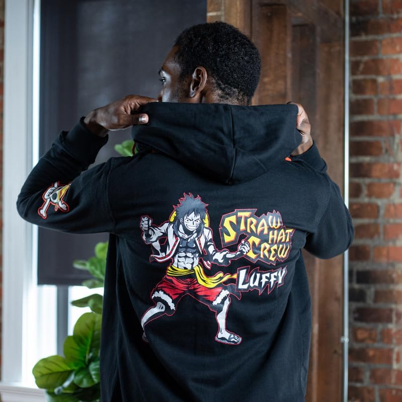 Ripple Junction One Piece Men's Authentic Full Zip Hooded Sweatshirt w\/Chest Pockets Epaulettes Officially Licensed - Image 4