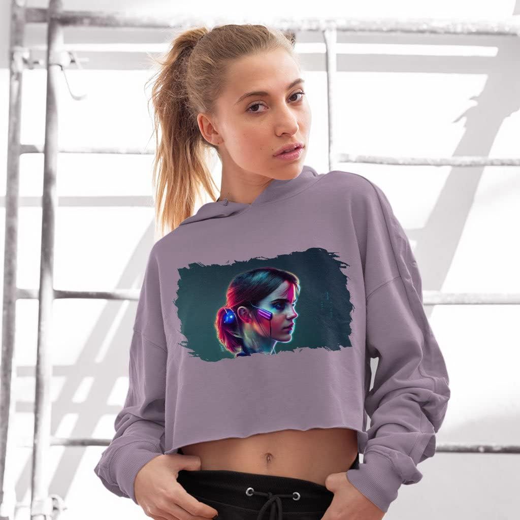 SERENITY TRENDS Character Women's Cropped Fleece Hoodie - Robot Cropped Hoodie for Women - Cyborg Hooded Sweatshirt - Image 2