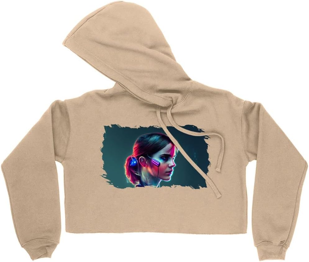SERENITY TRENDS Character Women's Cropped Fleece Hoodie - Robot Cropped Hoodie for Women - Cyborg Hooded Sweatshirt - Image 5