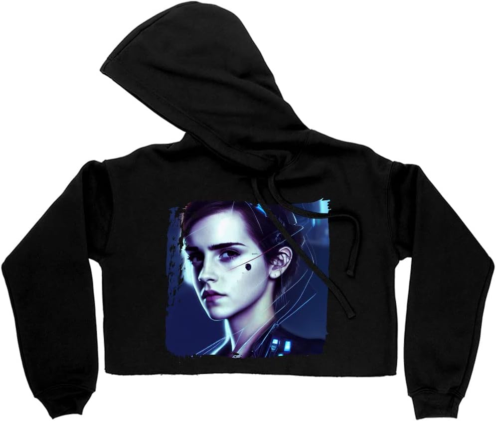 SERENITY TRENDS Cool Design Women's Cropped Fleece Hoodie - Character Cropped Hoodie for Women - Themed Hooded Sweatshirt