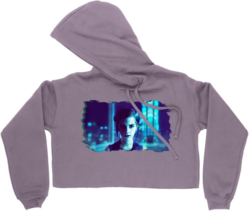 SERENITY TRENDS Movie Character Women's Cropped Fleece Hoodie - Trendy Cropped Hoodie for Women - Robotics Hooded Sweatshirt