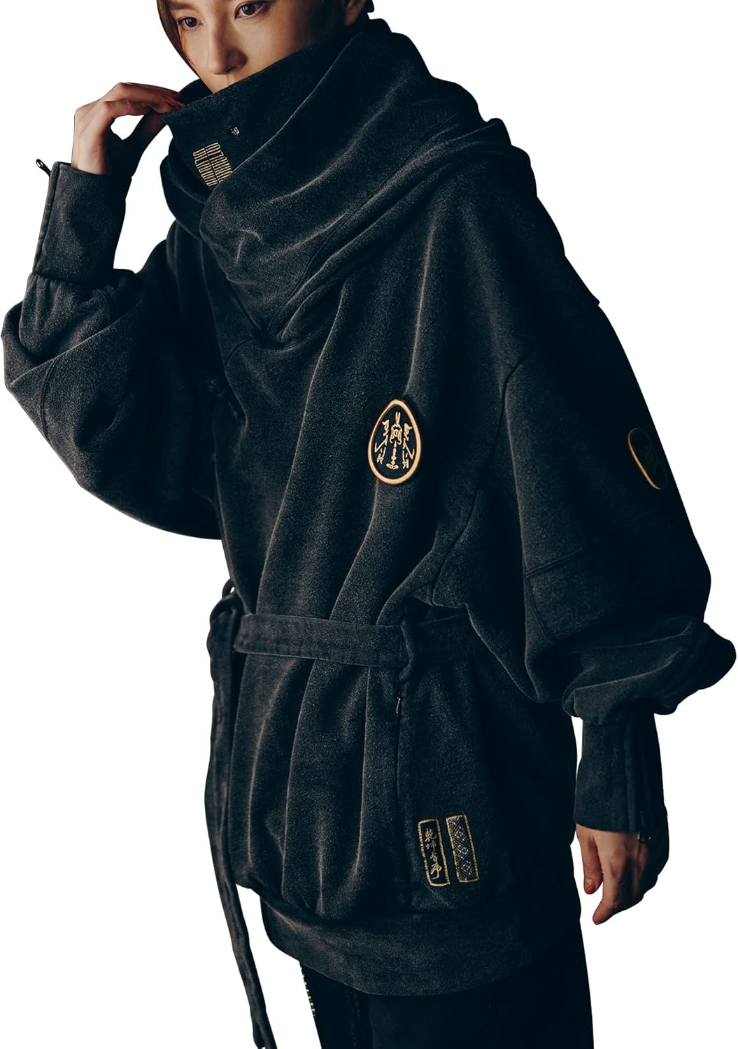 XYXIONGMAO Men's Black Futuristic Techwear Streetwear Hoodies Japanese Hip Hop Kanji Designer Baggy Hoodie